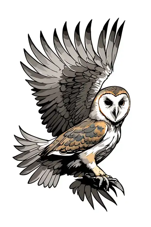 Deftones Barn Owl Flying With Wings Spread And Talons Out
