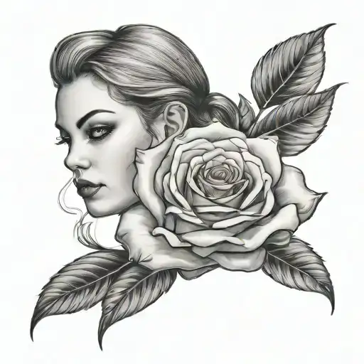 A Black And Grey Portrait Of Your Sister Holding A Rose