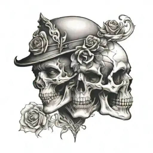 Half Skull And Half Human Face