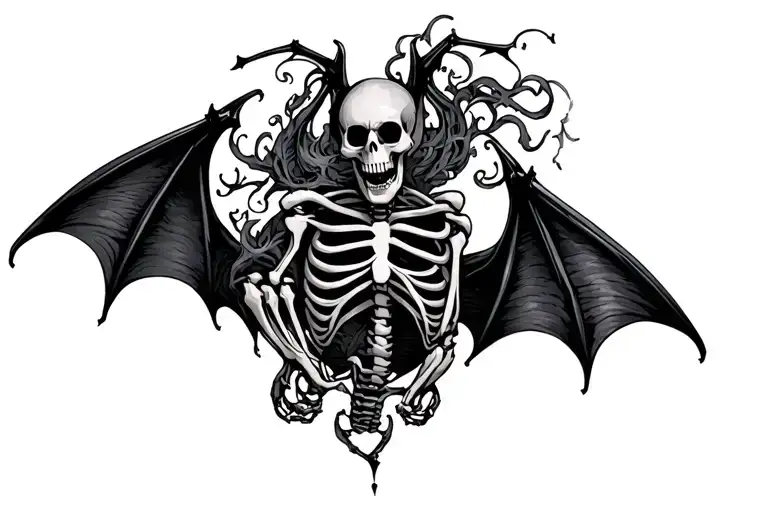 Skeleton Bat Body With Full Wings