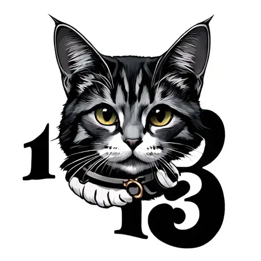 The Number 13 With Cat In It