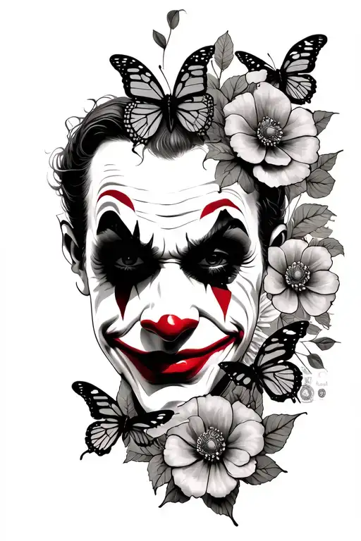 Joker The Clown Money Butterfly's Flowers Sleeve