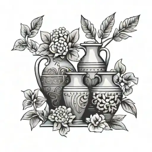 Ancient Greece Flash Sheet With Plants And Vases