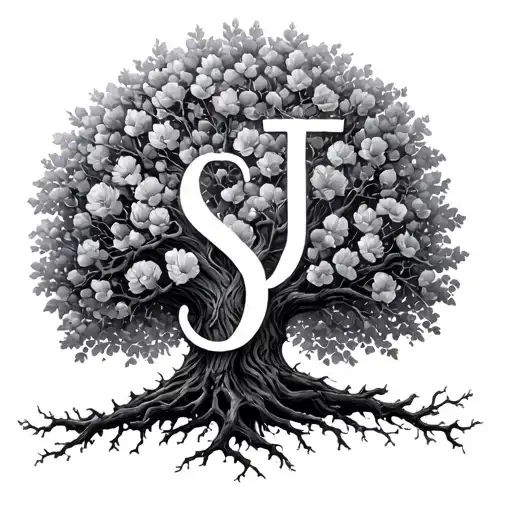 Tree Of Life With Letters S And J As Part Of The Branches Stretching Towards