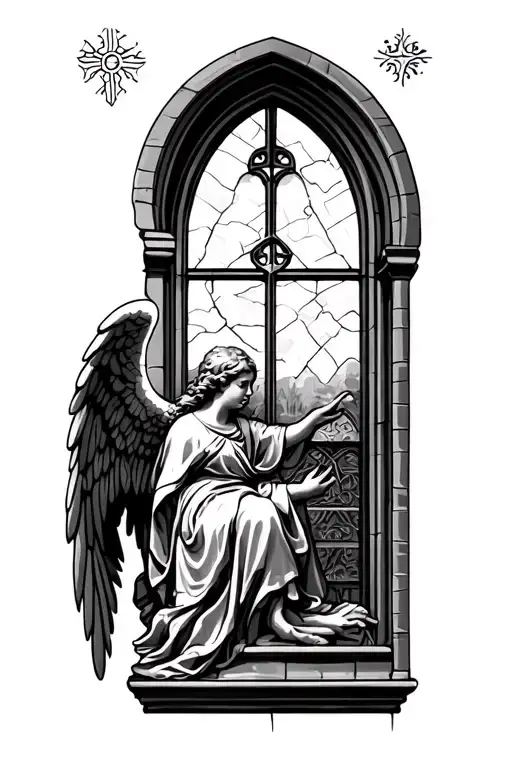 Church Window And A Angel