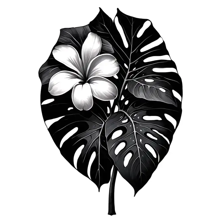 Hawaiian Plumeria Monstera Leaves