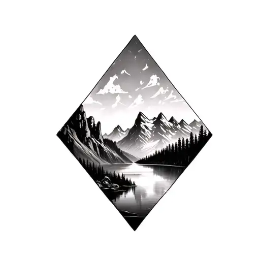 Realism With Rocky Detail Mountains With Moraine Lake In A Diamond Shape