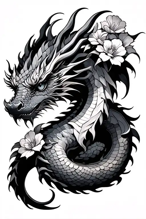 Dragon With Flowers