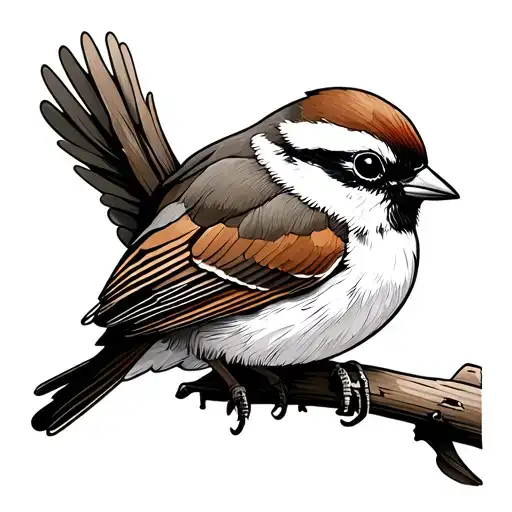 Sparrow Outline Simple Line Drawing