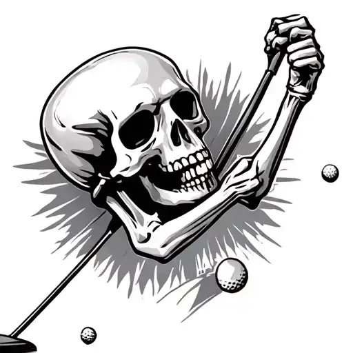 Skeleton Playing Golf