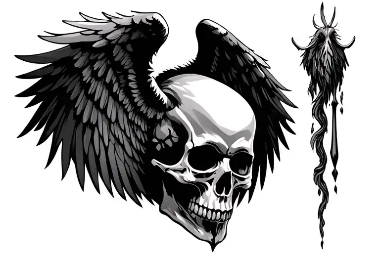 Tribal Skull Shadows Angel Wings