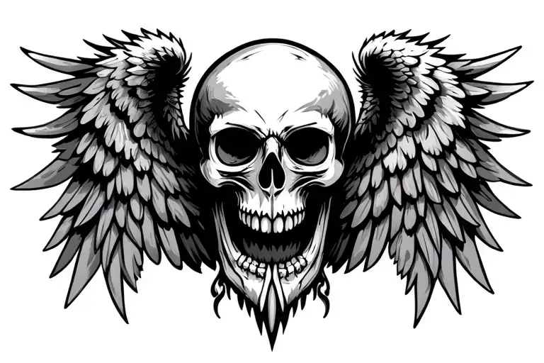 Tribal Skull Shadows Angel Wings Eagle