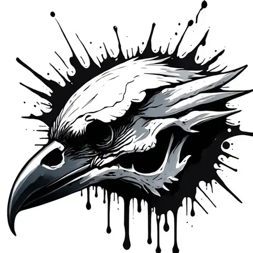 Ink Spill Raven Skull