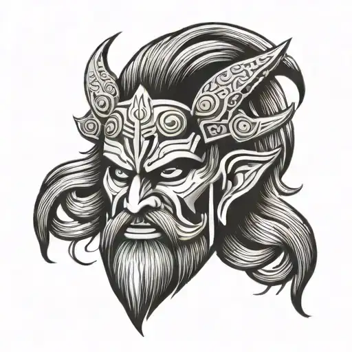 A Norse God Mask In Ringerike Style Illustration
