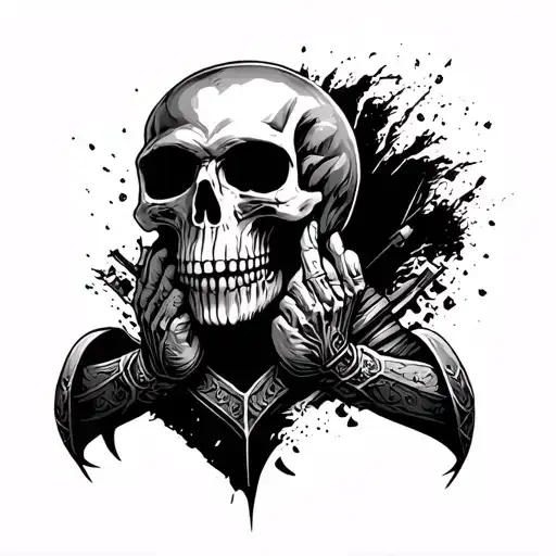 Skull Warrior Praying For Strength