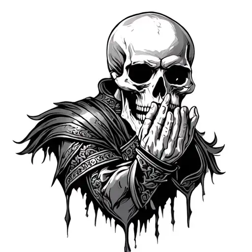 Skull Warrior Praying For Strength Courage