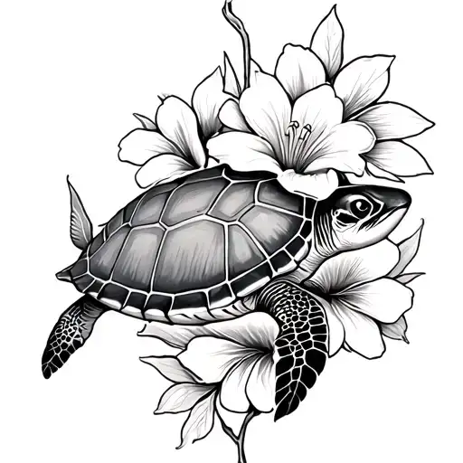Requin Avec Fleur Tiare Turtle With Flower