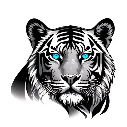 Black And White Tiger With Blue Eyes