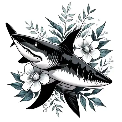 Thin Shark With Flowers Polynesia