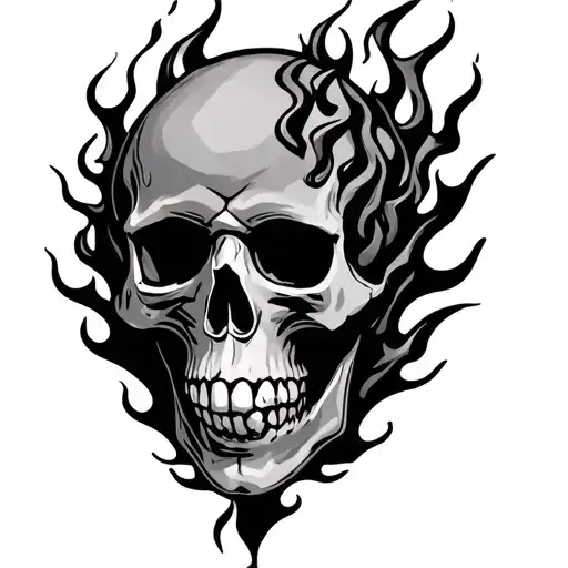 Traditional Skull With Flames