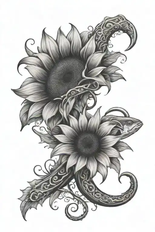 Fish Hook And Sunflower