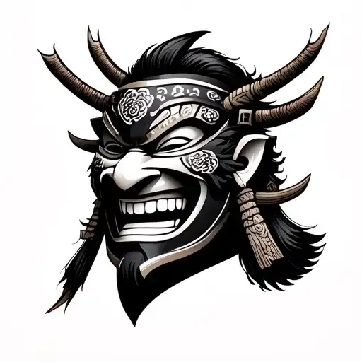 Samurai Mask Laugh Now Cry Later