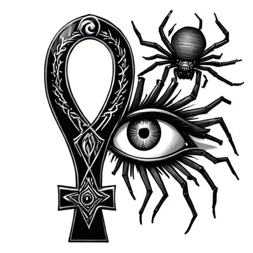 Ankh With Right Eye And Spider
