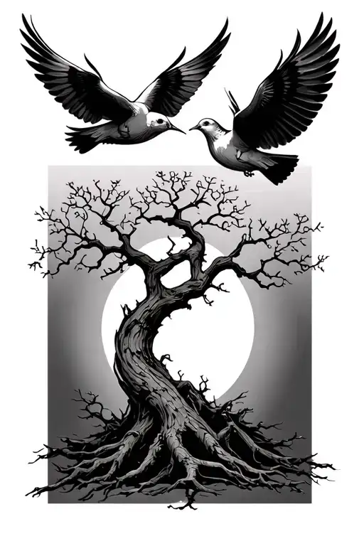 Poison Tree With Doves Flying