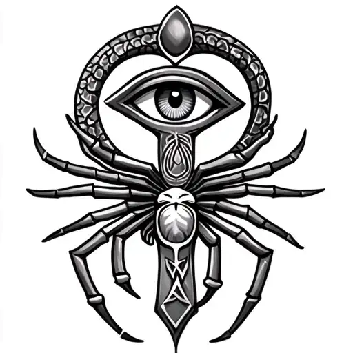 Ankh With Right Eye And Spider
