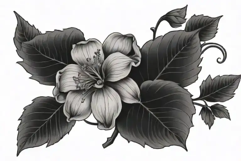 Aries Birth Flower Large Black Leaves