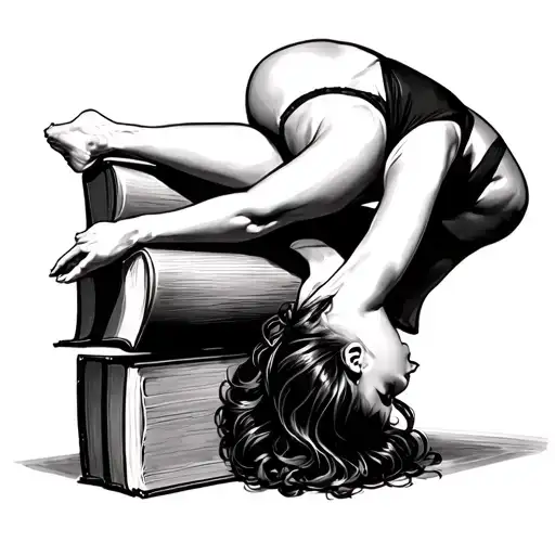 Girl In A Swimsuit Handstand On A Book