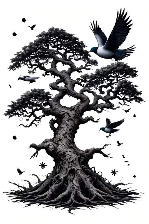 Poison Tree With Doves Flying