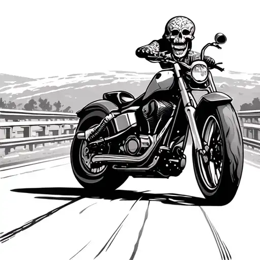 Motorbike On Road Behind Skull Wearing