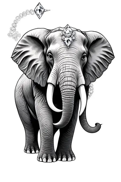 Elephant With Diamond Jewel