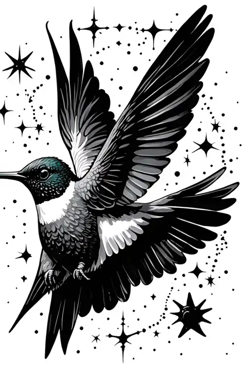 Peruvian Hummingbird Surrounded By Constellations