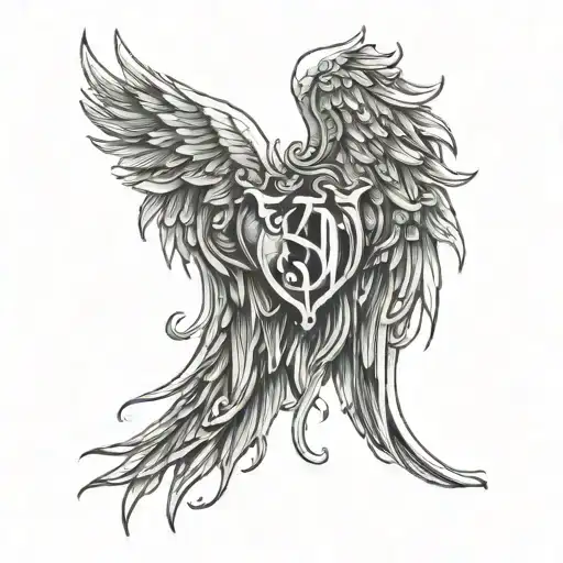 Angel Wings With Initials Amv Inside It