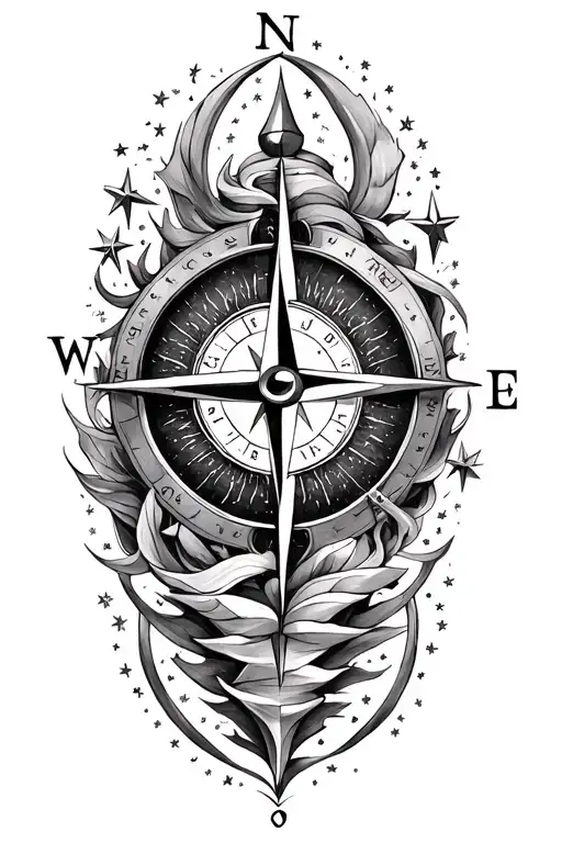 Compass And Stars Forming The Shape