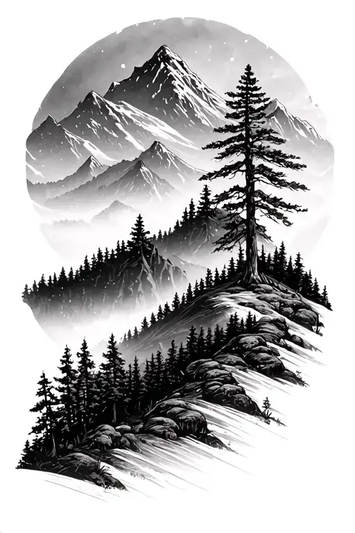 Forest And Mountain Landscape