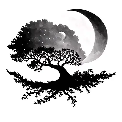 Tree Of Life And Moon