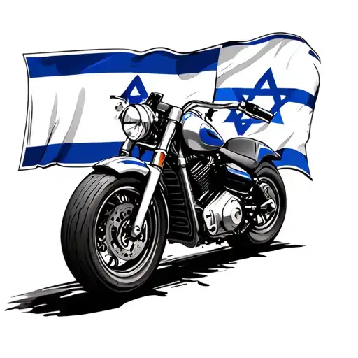 Custom Motorcycle With Israel Flag In The Background
