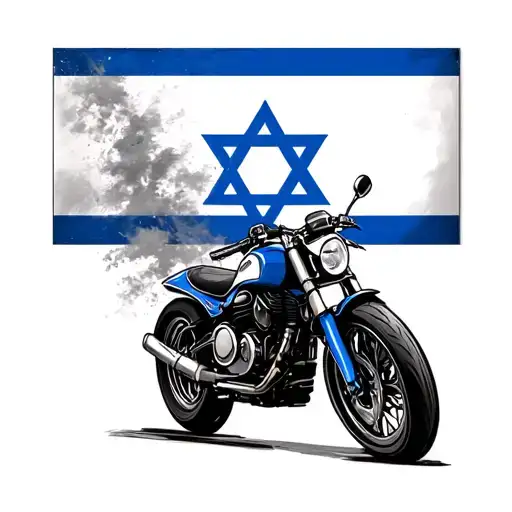 Custom Motorcycle With Israel Flag In The Background