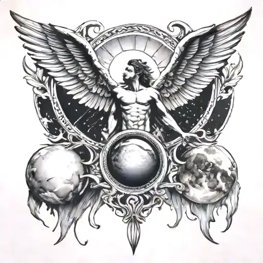 A Tattoo Inspired By The Fall Of Icarus Incorporating Moon Phase