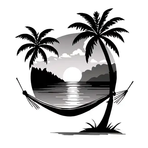 Palm Tree Sunrise And Hammock