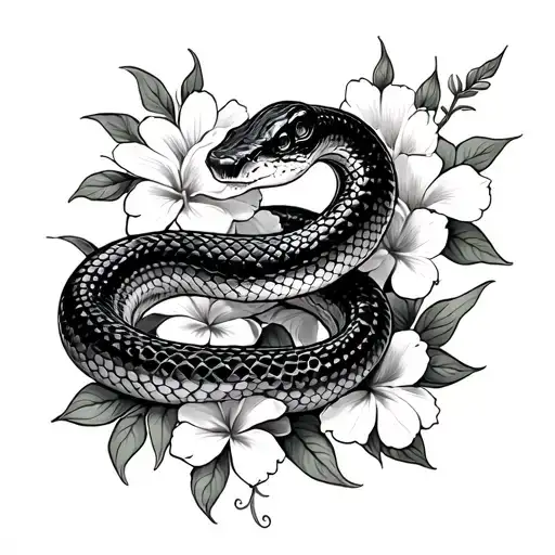 Snake And Flowers