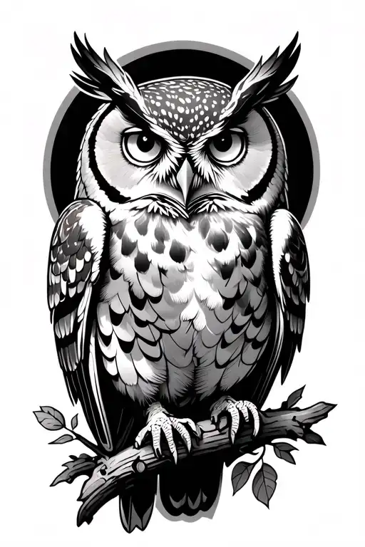 Owl Perched On A Branch With Air Force On The Sleeve