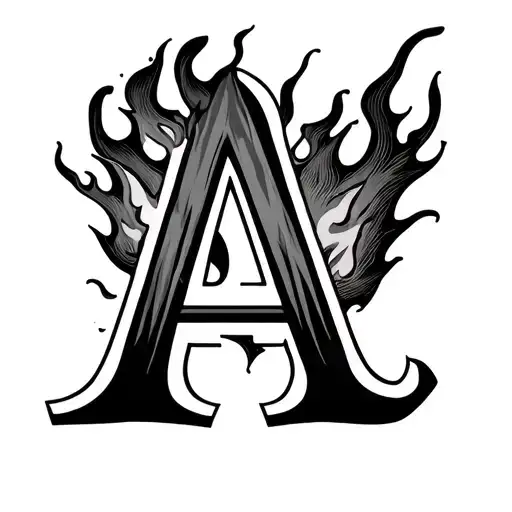 Letter A Tattoo Design With Fire