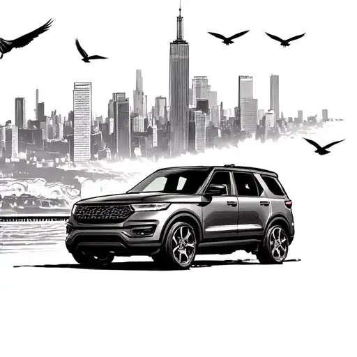 New York City Suv Car Speeding Birds And God