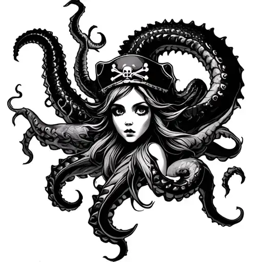Pirate Girl Kraken Emerging