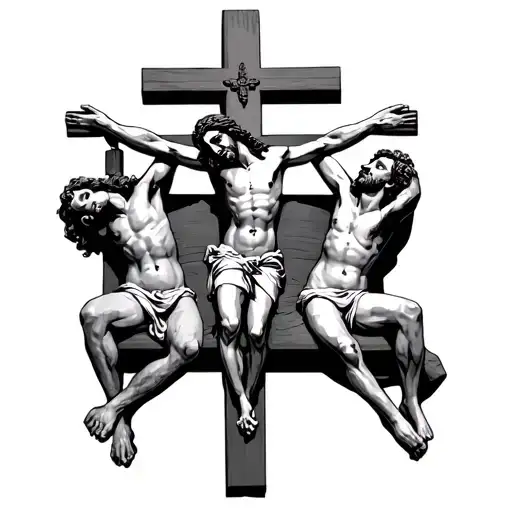 Jesus On Cross Next To Two Sinners On Cross Made