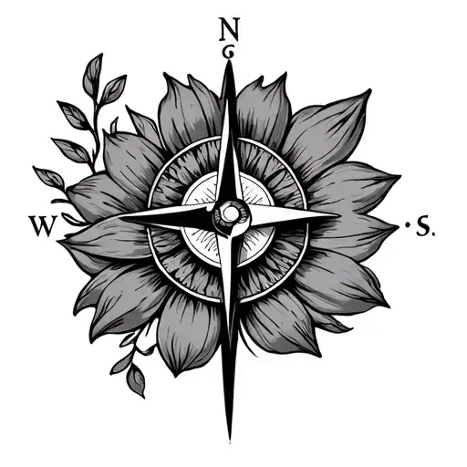 August And January Birth Flower With Compass Surrounded